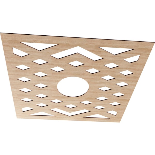 Chevron Wood Fretwork Pierced Ceiling Medallion, Alder, 38OD X 9 7/8ID X 1/4T